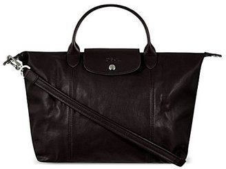 Longchamp Le Pliage Cuir handbag in myrtille