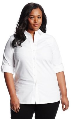 Foxcroft Women's Solid Pin Point Oxford Shaped Tunic