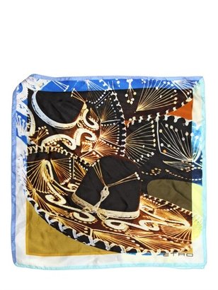 Etro Sombrero Print Silk Pocket Square