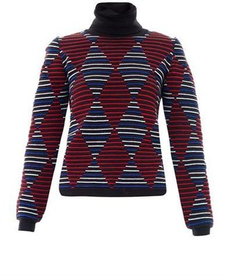 MSGM Diamond intarsia-knit stripe sweater