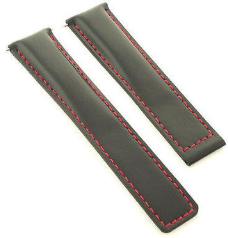 Tag Heuer 19mm Leather Watch Band Strap For Carrera Black Red 5t