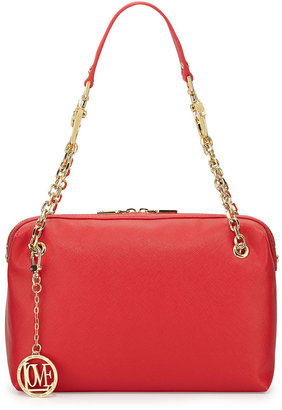 Love Moschino Saffiano Cow-Detail Faux-Leather Shoulder Bag, Red