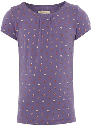 Barbour Girls floral printed t-shirt with gathers