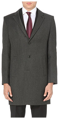 HUGO Antaris leather-panelled wool overcoat - for Men