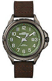 Timex Expedition Rugged Series Watch - Brown Green Strap Green Dial