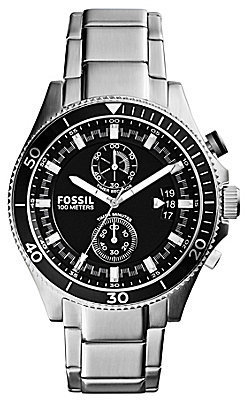 Fossil Wakefield Stainless Steel Black Dial Chronograph Watch