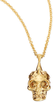 Alexander McQueen Punk Skull Pendant Necklace, Golden