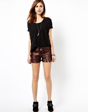 One Teaspoon Mariachi Morrison Shorts in Leather