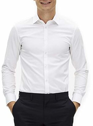 Celio Men's Samagic Classic Long Sleeve Formal Shirt-Slim Fit, White