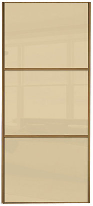 Linear Windsor Oak Frame Cream Glass Sliding Door - 914mm