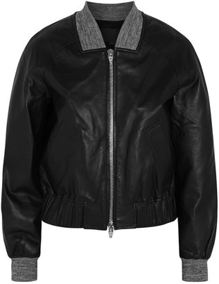 Alexander Wang Jersey-trimmed leather bomber jacket