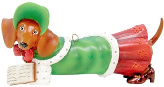 1.5 Inch Caroler Dressed Weiner Doggy Figurine Holiday Ornament