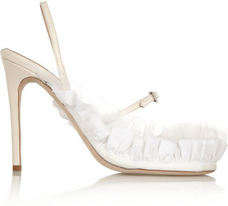 Acne Studios Caia chiffon and canvas-trimmed leather sandals