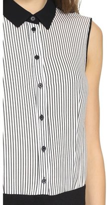 Yigal Azrouel Cut25 by Pinstripe Combo Crepe Jumpsuit