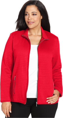 Karen Scott Plus Size Quilted Fleece Jacket