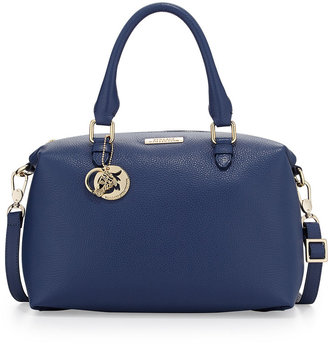 Versace Leather Rolled-Handle Satchel Bag, Bright Blue