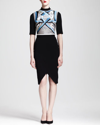 Peter Pilotto Embroidered Split-Skirt Dress