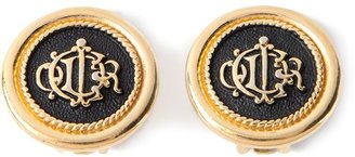 Christian Dior logo emblem earrings