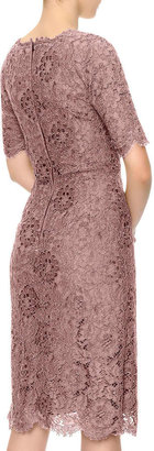 Dolce & Gabbana Short-Sleeve Lace Square-Neck Dress