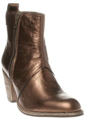 Sole New Womens Metallic Brown Zip Boot Leather Boots Ankle