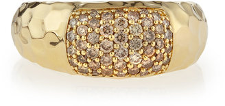 Roberto Coin Cognac Diamond Hammered Martellato Ring, Size 6.5