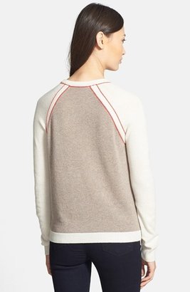 White + Warren Asymmetrical Front Cashmere Crewneck Sweater