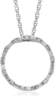 JCPenney FINE JEWELRY 1/4 CT. T.W. Diamond Sterling Silver Circle Pendant Necklace