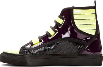 Raf Simons SSENSE Exclusive Purple & Green High-Top Sneakers