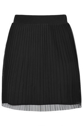 Topshop Womens Pleated Tulle Mini Skirt - Black