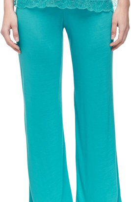 Eberjey Summer Jersey Lace-Trim Pants, Turquoise
