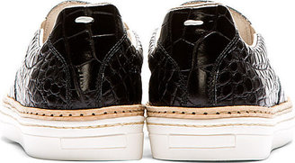 Maison Margiela Black Croc-Embossed Ryder Slip-On Shoes