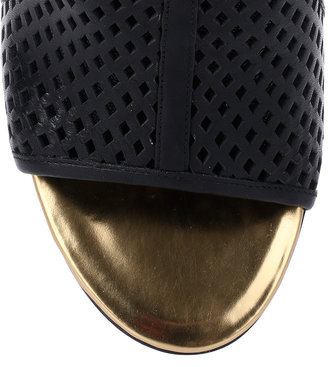 Balmain Black leather perforated sandal