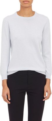 Barneys New York Cashmere Button-Back Sweater-Blue
