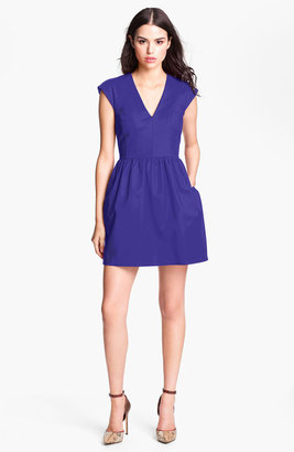 French Connection V-Neck Cotton Fit & Flare Dress