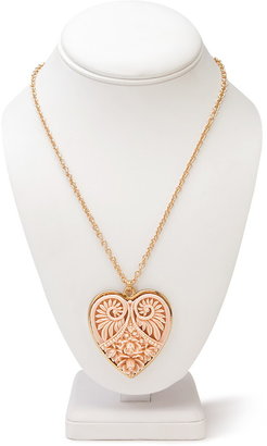 Forever 21 Carved Heart Pendant Necklace
