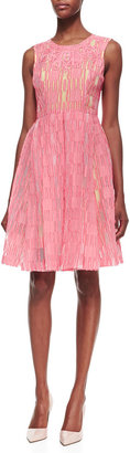 Tracy Reese Sleeveless A-Line Embroidered Frock, Blazing Coral