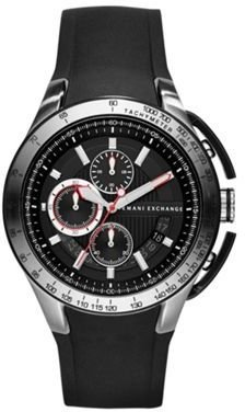 Armani Exchange Men's black chronograph silicone strap watch