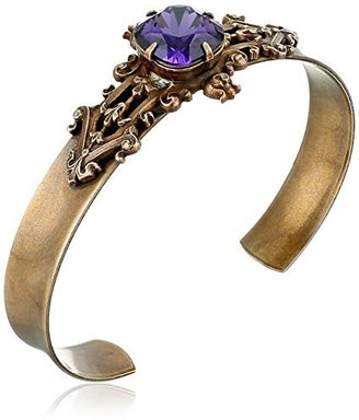Liz Palacios Arco Iris" Purple Velvet Swarovski Elements Empress Cuff Bracelet