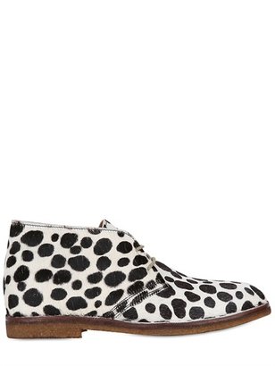 Chiara Ferragni 20mm Spotted Ponyskin Laceup Ankle Boots
