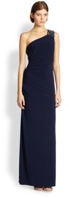 Laundry by Shelli Segal Jersey Cutout One-Shoulder Gown
