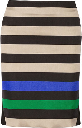 Diane von Furstenberg Mae striped wool and silk-blend pencil skirt