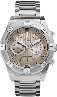 GUESS Taupe and Silver-Tone Bold Masculine Watch