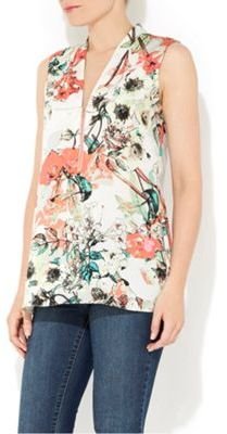 Wallis Coral floral zip blouse