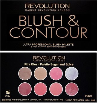 Revolution Revolution Ultra Blush Palette Sugar & Spice With Contour