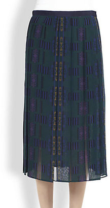 Sacai Luck Pleated Ganado-Pattern Skirt
