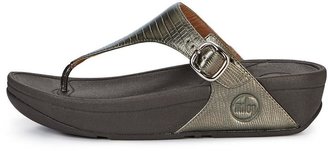 FitFlop The Skinny Leather Croc Gold Flip Flops