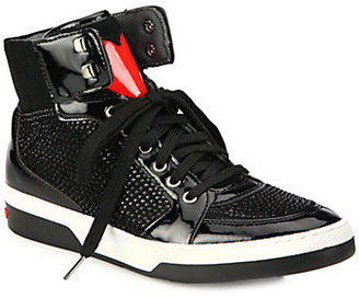 Love Moschino Patent Leather & Suede High-Top Sneakers