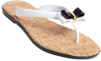 Ivanka Trump white and black rubber and cork 'Ackley' thong sandals