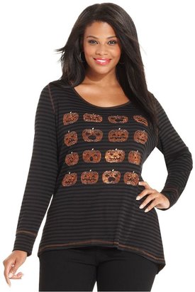 Style&Co. Plus Size Striped Halloween Top