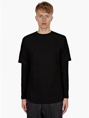 Public School Men's Black Viscose Overlap Sleeve Sweatshirt